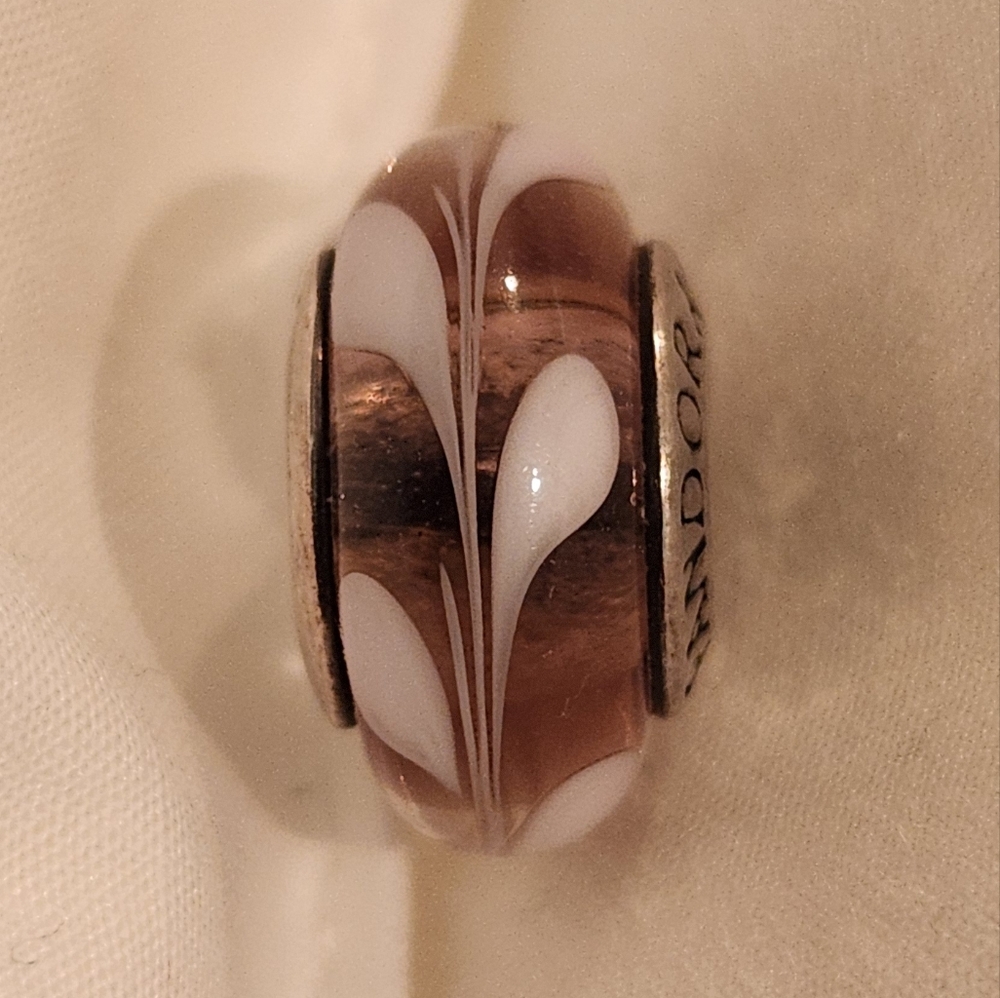 Pandora sterling silver purple and pink swirl Murano bead - retired #790677